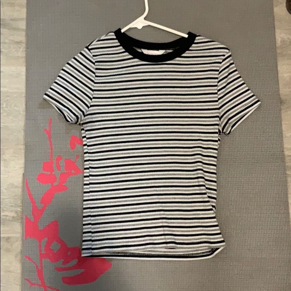 Black white and grey striped crop top
